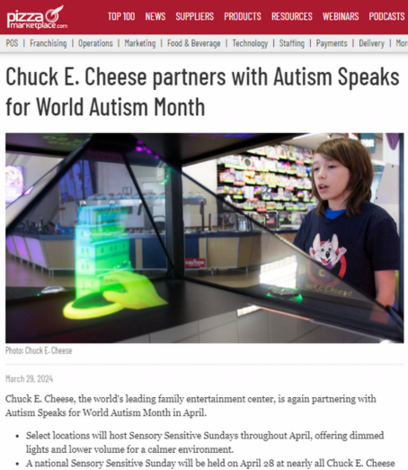 Chuck E. Cheese partners with Autism Speaks | Pizza Marketplace