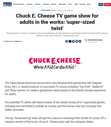 Chuck E. Cheese game show in the works | Fox Business